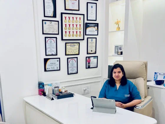 The consultation room at Dr. Shikha Aesthetics