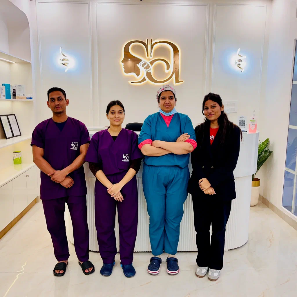 The clinic team standing together in reception